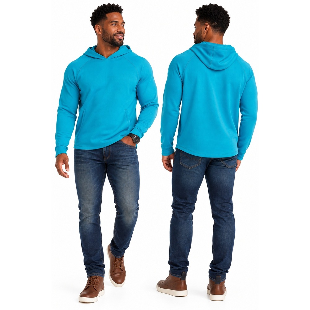 All In Motion Mens Heavy Waffle Hooded Sweatshirt |XXL Teal Blue New With Tags